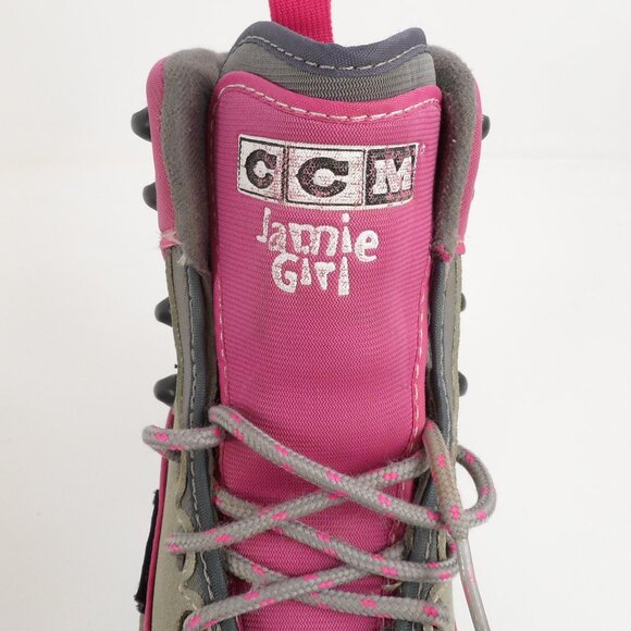CCM Kids' Figure Ice Skates Size 2 Jamie Girl Pink Grey Butterfly Junior Lace-Up - Picture 12 of 15